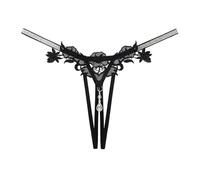 FRINZA Mutande Bikini Slip 3 Pezzi/Set Donne Sexy Gioielli Diamante Seducente Perizoma Perizoma Prospettiva Scavato Ricamo Biancheria Intima Sexy Regali fidanzate(Black 1pc)