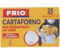 FRIO - Carta Forno per Friggitrici ad Aria - 25 Fogli Rotondi diametro 23 cm - Cottura Sana e Salutare. Formato rotondo, adatto a tutte le Airfryer