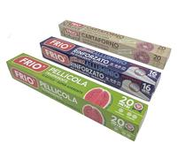 FRIO Starter Pack Set 3 Rotoli Cucina: Alluminio Goffrato (16m), Pellicola (20m), Carta Forno Naturale (20 fogli 33x38 cm) - Formato Economico per Conservare, Cuocere e Proteggere gli Alimenti