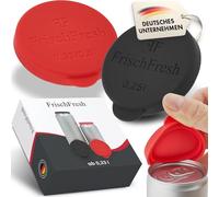 FRISCHFRESH - Coperchio per lattine - 0,25/0,33-0,5l+ (nero-rosso, 0,33-0,5l+) (conforme a LFGB e REACH, senza BPA) Protezione perfetta durante le feste, in spiaggia, in giardino e in viaggio