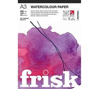 Frisk - Blocco di carta per acquerello, 300 g/m², 12 fogli, formato A3, colore: Bianco