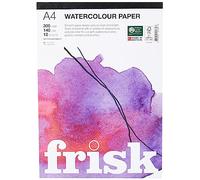 Frisk Blocco di carta per acquerello, 300 g/m², pressato a caldo/liscio, 12 fogli A4, bianco