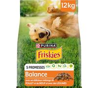 FRISKIES | Bilancia | Cane | Crocchette per Cani Adulti | Con Pollo, Manzo e Verdure aggiunte | Fonte di proteine di Alta qualità | Borsa | 12 KG