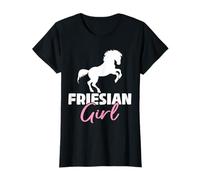 Frisone Ragazza Divertente Vicino Equitazione Amanti Cavallo Maglietta