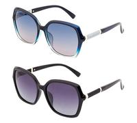 frissin 2Pcs Quadrato Occhiali Da Sole Oversize Donna Protezione UV400 Grande Montatura Gradiente Lenti Lusso Signore Occhiali Da Sole Vintage Femminile Sunnies Guida Pesca Golf Outdoor Party, Blu