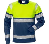 Fristads Maglietta ad alta visibilità Maglietta ad alta visibilità a manica lunga classe 1 7519 THV Alta visibilità giallo/navy 4XL