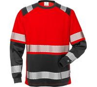 Fristads T-shirt ad alta visibilità T-shirt ad alta visibilità a maniche lunghe, classe 2 7457 THV ad alta visibilità rosso/nero XS