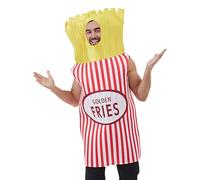 Fritte di patatine fritte, vestito con chips di fast food, cosplay divertente accessorio, tessuto morbido, design facile da abbigliamento, dimensioni delle donne adulte, eccellenti per feste di Hallow