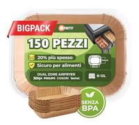 FRITTI Carta per Friggitrice ad Aria Ninja - 150 Pezzi Extra Spessa - Carta da Forno 22x16 cm BPA Free - Carta Forno per Friggitrice ad Aria 8 - 12L - Ideale per Forno Aria - Accessori Friggitrice