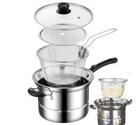 Frittier in acciaio inox - Set di pentole multifunzionali, scolapiatti, scolapasta, strumento per torte, patatine fritte, piatti di cipolla per piano cottura, tavolo di cottura in famiglia