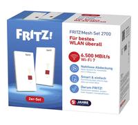 FRITZ! Set rete 2700, set da 2 pezzi, Wi-Fi ultra veloce 7 fino a 6.500 Mbit/s, copertura Wi-Fi per 3-5 stanze, ideale per router Internet o modem in fibra ottica (ONT) | facile configurazione | Made