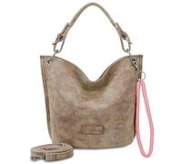Fritzi aus Preussen Fritzi31N Vintage Old Wood Hobo Borsa a Spalla Donna Ecopelle Vegan con Ciondolo Rimovibile Finitura Vintage Lavata per Festival e Città 28 x 26 x 13 cm, Marrone Caldo