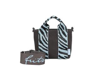 Fritzi Bini Heritage Espressini Borsa a Tracolla in Ecopelle da Donna Crossbody per Festival e Città Vegana con Stampa Animalier e Tracolla Regolabile 15,5 x 20 x 7 cm - Marrone-Grigio