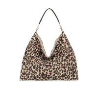 Fritzi Hobo Limited Leo Camel Borsa Hobo Donna Grande in Canvas Borsa a Spalla Fantasia Leopardata Animalier con Cerniera per Quotidiano Shopping Viaggi Tempo libero 15 L Beige-Marrone