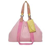 Fritzi Izzy Canvas Leo Shopper Borsa Shopper Grande in Cotone Donna Tote Vegana con Custodia Occhiali Amovibile Stampa Leopardo Animalier per Spiaggia Città Festival Mare 36 x 50 x 16 cm, Rosa - Verde