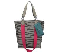 Fritzi Izzy02 Canvas Zebra Wild Shopper Donna Grande Borsa Tote in Cotone con Custodia Occhiali Rimovibile Vegan Stampa Zebra per Spiaggia Città Festival Mare 39 x 32 x 11 cm, Verde