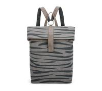 Fritzi Izzy03 Canvas Zebra Wild Rucksack Zaino Donna in Cotone con Tracolle Regolabili Vegan Stampa Zebra per Città Università 40 x 30,5 x 18 cm, Verde