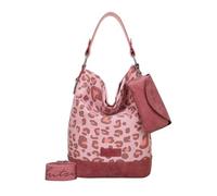 Fritzi Izzy07 Olga Canvas Leo Brick Hobo Borsa a Spalla Donna in Cotone con Custodia Occhiali Rimovibile e Tracolla Vegan Stampa Leopardo per Spiaggia Città Festival 37 x 27 x 17 cm, Rosa