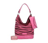 Fritzi Izzy07 Olga Canvas Leo Sacca Hobo in Tela Misto Cotone per Donna Borsa a Spalla per Città e Spiaggia vegan con Custodia Occhiali Rimovibile 37 x 27 x 17 cm, Rosa - Verde