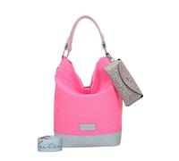 Fritzi Izzy07 Olga Canvas Neon Pink Hobo Borsa a Spalla Donna in Cotone con Custodia Occhiali Rimovibile e Tracolla Vegan per Spiaggia Città Festival 37 x 27 x 17 cm, Pink