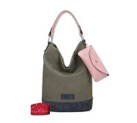 Fritzi Izzy07 Olga Canvas Olive Hobo Borsa a Spalla Donna in Cotone con Custodia Occhiali Rimovibile e Tracolla Vegan per Spiaggia Città Festival 37 x 27 x 17 cm, Verde