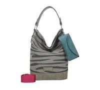 Fritzi Izzy07 Olga Canvas Zebra Wild Hobo Borsa a Spalla Donna in Cotone con Custodia Occhiali Rimovibile e Tracolla Vegan Stampa Zebra per Spiaggia Città Festival 37 x 27 x 17 cm, Verde