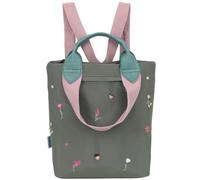 Fritzi Ju Small Limited Embro Bloom Jungly Zaino Donna Compatto in Nylon Città Tempo Libero con Cerniera e Spallacci Ricamo Floreale Casual Leggero per Quotidiano Viaggi 8 L Verde