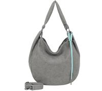 Fritzi Sue01 Suede Jacky Soft Dark Anthra Hobo Borsa a Spalla Ecopelle Donna Hobo Bag per Festival e Città Vegana Effetto Suede con Ciondolo Cordoncino 31 x 29 x 12 cm, Antracite