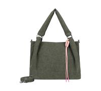 Fritzi Sue03 Suede Jacky Soft Dark Olive Shopper Borsa Shopper Ecopelle Donna Grande Tote per Festival e Città Vegana Effetto Suede con Ciondolo Cordoncino Chiusura Zip 28,5 x 40 x 12 cm, Verde Oliva