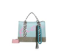 Fritzi Tote Bag Limited Summer Zebra Safari Canvas Misto Cotone Donna Shopper Vegan Estate Città Spiaggia Bandoliera Removibile 14 x 39 x 29 cm, Turchese
