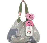 Fritzi x Frida Kahlo Izzy Limited Denim borsa shopper donna canvas a spalla capiente con bottone a pressione uso quotidiano tempo libero lavoro 29 x 42 x 15 cm - Rosa, Viola, Verde, Arancione, Blu