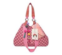 Fritzi x Frida Kahlo Izzy Limited Denim borsa shopper donna canvas a spalla capiente con bottone a pressione uso quotidiano tempo libero lavoro 29 x 42 x 15 cm - Rosa, Viola, Verde, Arancione, Blu