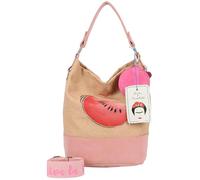 Fritzi x Frida Kahlo Izzy07 Limited Canvas Hobo Bag borsa a spalla donna borsa hobo grande canvas capiente con chiusura magnetica uso quotidiano 37 x 27 x 17 cm - Turchese, Rosa, Viola, Beige, Verde