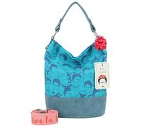 Fritzi x Frida Kahlo Izzy07 Limited Canvas Hobo Bag borsa a spalla donna borsa hobo grande canvas capiente con chiusura magnetica uso quotidiano 37 x 27 x 17 cm - Turchese, Rosa, Viola, Beige, Verde