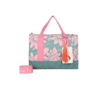 Fritzi x Frida Kahlo Tote Bag Limited Bloom Borsa Donna Borsa a Spalla Canvas Cerniera Tasca Interna Tasca Aperta Tracolla Giorni Viaggi Tempo Libero 29,5 x 40 x 14 cm - Giallo Rosa, Verde Rosa