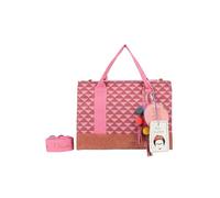 Fritzi x Frida Kahlo Tote Bag Limited Canvas borsa shopper donna grande canvas borsa a spalla capiente con cerniera borsa a mano lavoro shopping 29,5 x 40 x 14 cm - Rosa, Turchese, Beige, Viola, Verde
