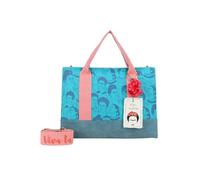 Fritzi x Frida Kahlo Tote Bag Limited Canvas borsa shopper donna grande canvas borsa a spalla capiente con cerniera borsa a mano lavoro shopping 29,5 x 40 x 14 cm - Rosa, Turchese, Beige, Viola, Verde
