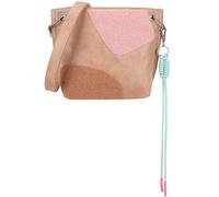 Fritzi03 Limited Happy Flocked Borsa a Tracolla Ecopelle Donna Crossbody Borsetta per Festival e Città Vegana con Smile in Velluto Flocked 22,5 x 20,5 x 8,5 cm - Marrone - Rosa - Verde - Beige