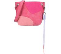 Fritzi03 Limited Happy Flocked Borsa a Tracolla Ecopelle Donna Crossbody Borsetta per Festival e Città Vegana con Smile in Velluto Flocked 22,5 x 20,5 x 8,5 cm - Marrone - Rosa - Verde - Beige