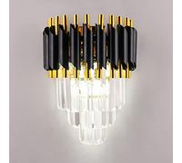 FRIXCHUR Cristallo Applique Da Parete Illuminazione Da Parete Nera Moderna Lampada Da Parete Montata A Parete Lampada Notturna per Camera da letto Luce Da Letto Soggiorno Corridoio Bagno 2X E14 Base