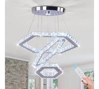 FRIXCHUR Lampada a Sospensione Cristallo 3 Anelli, Lampada LED Moderna a Sospensione, Lampada a Soffitto per Soggiorno, Camera, Sala Pranzo, Cucina, Corridoio (Regolabile