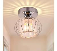 FRIXCHUR Piccola lampada da soffitto Semi Flush Mount Lampada da soffitto cromata Flush Mount Illuminazione da soffitto in cristallo per plafoniera di cristallo per corridoio armadio cucina isola