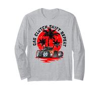 Frizione a Gas Ripetizione del Cambio Hotrod Cartoon Distressed Design Maglia a Manica