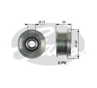 Frizione alternatore puleggia OAP7167 GATES per FORD VOLVO