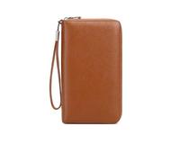 Frizione in pelle pieno fiore per le donne, portafoglio con cerniera di grande capacità, organizer per carte, borsa da viaggio in pelle bovina, Marrone, Taglia unica