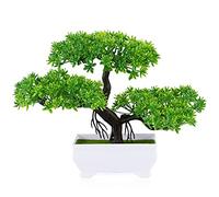 Frjjthchy - Mini piante di bonsai artificiali, con vasetti di cemento in plastica, decorazione per casa e ufficio