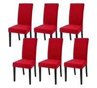 FRKOKRFA Set di 6 fodere elastiche per sedia da pranzo, rimovibili e lavabili, alla moda, elasticizzate, per casa, hotel, banchetti, decorazioni per feste e matrimoni (rosso)
