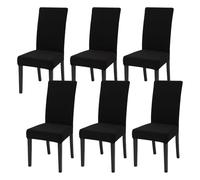 FRKOKRFA Set di 6 fodere elastiche per sedia da sala da pranzo, rimovibili e lavabili, alla moda, elasticizzate, per casa, hotel, banchetti, decorazioni per feste e matrimoni (nero)