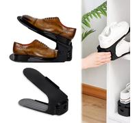 Froadp 10 organizer per scarpe regolabili in materiale PP, antiscivolo, con 3 altezze regolabili, doppio strato, per riporre scarpe (nero)