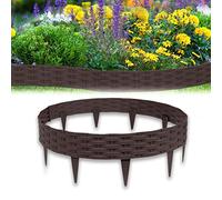 Froadp 100cm Bordo del Giardino di Vimini in PP, Recinzioni di Plastica Flessibili dell'aiuola, DIY Bordatura del Prato Inglese, Recinto Palizzate Curvo e Rotondo Set (5 Pezzi, Marrone)